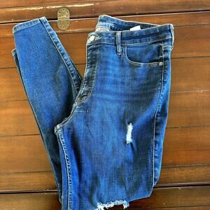 Old Navy Jeans Extra High Rise Rockstar Super Skinny Women 14 Distressed